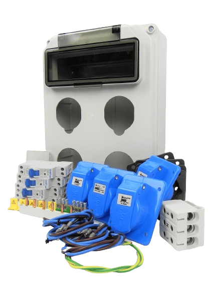 VERTEILERKASTEN Front 4 Steckdosen CEE 16A IP44 - BAUSATZ