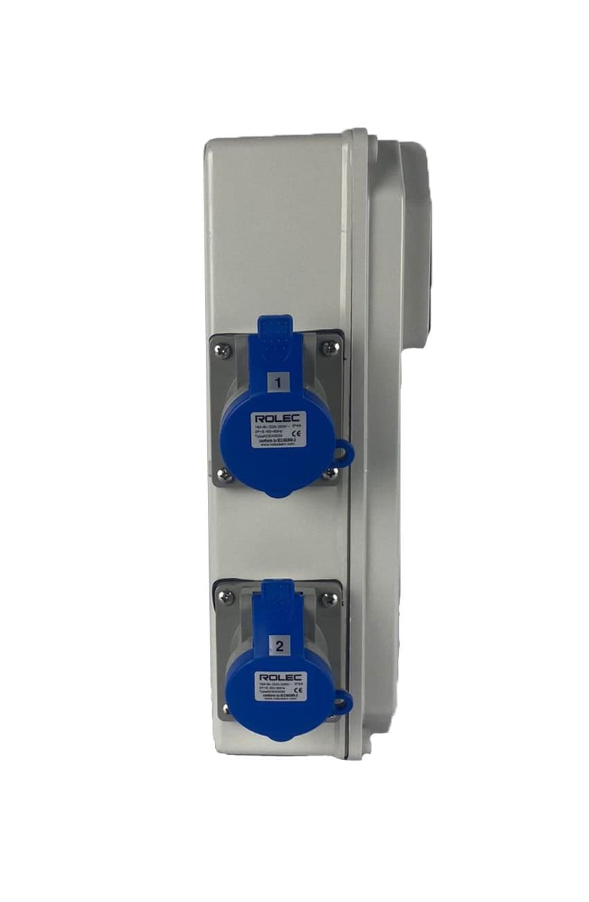 VERTEILERKASTEN Seite 3 Steckdosen CEE 16A / 3x KWH-Zähler IP44 – MONTIERT