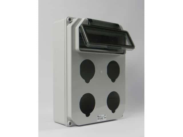 VERTEILERKASTEN Front 4 Steckdosen 10mod Klappe IP44 - LEER