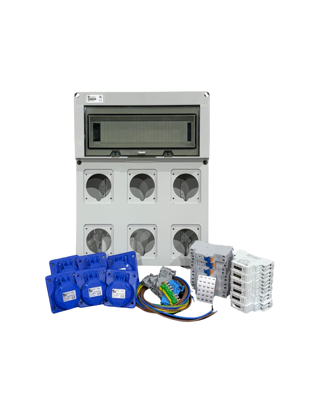 AANSLUITKAST front 6 WCD CEE 16A/ 6x KWh meter IP65 - KIT
