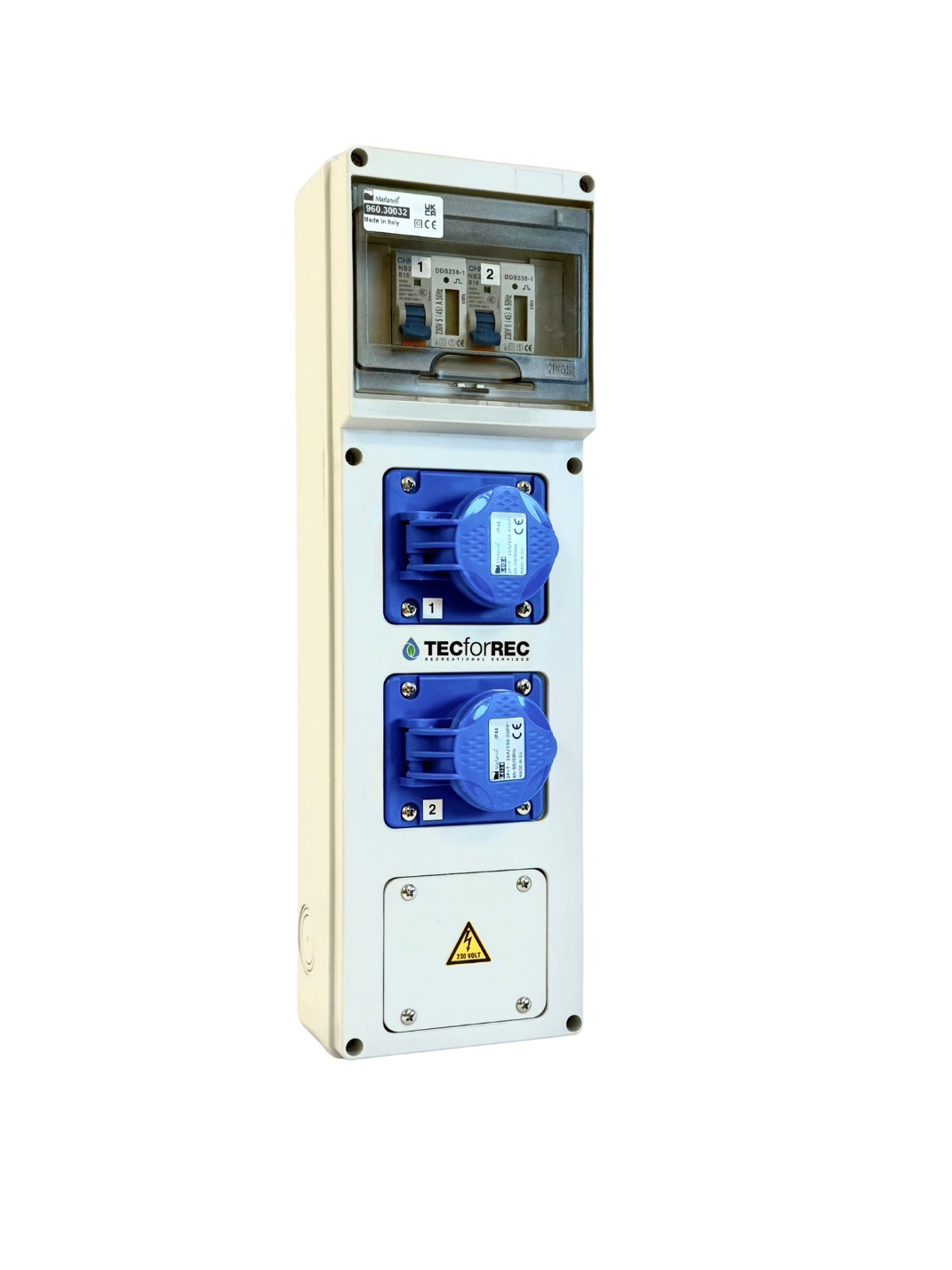 AANSLUITKAST Slim 2 WCD CEE 16A/ 2x KWH meter IP65 - GEMONTEERD